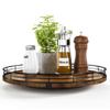 Farmhouse Oak 13" Lazy Susan Turntable Organizer for Cabinet, Round Wooden Lazy Susan Organization and Storage for Dining Table, Pantry, Kitchen, Countertop, Cupboard,Home Decor, Walnut Wood view 1