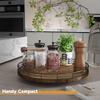 Farmhouse Oak 13" Lazy Susan Turntable Organizer for Cabinet, Round Wooden Lazy Susan Organization and Storage for Dining Table, Pantry, Kitchen, Countertop, Cupboard,Home Decor, Walnut Wood view 2