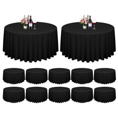 12 Pack Round Tablecloth Black Tablecloths 120 Inch,Circle Polyester Table Cloth,Washable Fabric Stain and Wrinkle Resistant Premium Round Table Cover for Wedding Parties Banquet Reception Dining