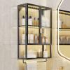 Bathroom Cabinet Wall Mounted with Towel Bar Metal Medicine Cabinet with Door Bathroom Wall Cabinet Over The Toilet Storage Cabinet Hanging Cabinet for Bathroom Livingroom Kitchen,Black,40x15x70cm/16" view 2