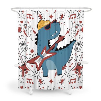 ARTXZDZ Cartoon Funny Dinosaur Themed Shower Curtain - Cute Kids Shower Curtain for Boy, Girl - Fashionable - Modern - Enhance The Charm of Your Bathroom - 12 Plastic Hooks 72x72 Inches
