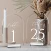 JINMURY Clear Arch Table Numbers for Wedding, 5x7 Inch Arched Acrylic Table Numbers 1-25 with Stands, Clear Acrylic Arch Sign with Holder for Centerpiece, Reception, Wedding, Party, Event view 1