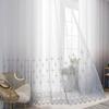 AZIMUZIXI Grey Ombre Embroidered Sheer Voile Curtains with Scalloped Bottom Design 72 Inches Long,Decorative Floral Sheer Window Drapes for Living Room Bedroom W54 x L72 Inch,Set of 2 Curtain Panels view 2