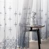 AZIMUZIXI Grey Ombre Embroidered Sheer Voile Curtains with Scalloped Bottom Design 72 Inches Long,Decorative Floral Sheer Window Drapes for Living Room Bedroom W54 x L72 Inch,Set of 2 Curtain Panels view 3