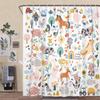 Boho Rustic Farm animals shower curtain, Colorful Kid Funny Cartoon Animal Boys Kids Shower Curtain for Bathroom, Funny Farmhouse Pig Cow Cat Set Fabric Bathroom Accessories Sets with Hooks, 60X70IN view 1