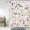 Boho Rustic Farm animals shower curtain, Colorful Kid Funny Cartoon Animal Boys Kids Shower Curtain for Bathroom, Funny Farmhouse Pig Cow Cat Set Fabric Bathroom Accessories Sets with Hooks, 60X70IN view 3