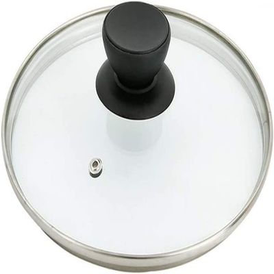 BAZAC Pan Lids Tempered Glass Pan Lid Frying Pan Steamer Cover Household Transparent Pan Cover Universal Replacement Pot Lid-A||24cm