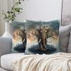 T&H XHome Throw Pillow Covers Decorative Square Throw Pillowcase Indoor/Outdoor Elephant Tree Lake Grey Blue Gradient Pillow Cover Cushion Case for Couch Sofa Bedroom Car (18in x 18in) view 2