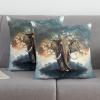 T&H XHome Throw Pillow Covers Decorative Square Throw Pillowcase Indoor/Outdoor Elephant Tree Lake Grey Blue Gradient Pillow Cover Cushion Case for Couch Sofa Bedroom Car (18in x 18in) view 3