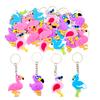 JZK 24x Flamingo keyring keychains key chains for hawaiian party favours, flamingo party decorations accessories, tropical party thankyou gifts, caribbean party gift, flamingo gift view 1