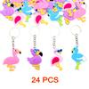 JZK 24x Flamingo keyring keychains key chains for hawaiian party favours, flamingo party decorations accessories, tropical party thankyou gifts, caribbean party gift, flamingo gift view 2