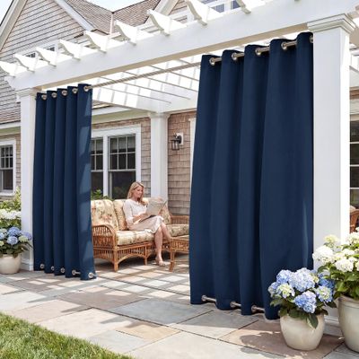 RYB HOME 2 Panels Outdoor Curtains for Patio Waterproof Weighted Windproof