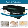 GUYIRT Velvet Sectional Couch Covers for 5 Seater, Soft 2 Pieces Couch Cover L Shape Stretch Chaise Corner Sofa Slipcover Washable Cat Dogs Furniture Protector -Beige-4+3 Seater view 4
