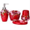 Scpantkend Red Resin Soap Dispenser/Toothbrush Holder/Tumbler/Soap Dish Set 5-Piece view 1