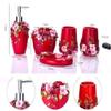 Scpantkend Red Resin Soap Dispenser/Toothbrush Holder/Tumbler/Soap Dish Set 5-Piece view 2