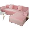 GUYIRT Velvet Sectional Couch Covers for 5 Seater, Soft 2 Pieces Couch Cover L Shape Stretch Chaise Corner Sofa Slipcover Washable Cat Dogs Furniture Protector -Pink-3+2 Seater view 1