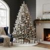 AOGU 60 Inch Sequin Faux Fur Christmas Tree Skirt for Christmas Tree Decorations White Plush Silver Sequin Snowflake Tree Skirt view 2