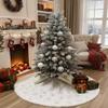 AOGU 60 Inch Sequin Faux Fur Christmas Tree Skirt for Christmas Tree Decorations White Plush Silver Sequin Snowflake Tree Skirt view 4