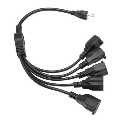 5 Way Power Cord Splitter, 3 Prong 1 to 5 Outlet, Space Saving 16AWG 18AWG for Computer LED Stage Light