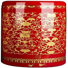 Umbrella Stand Rack for Entryway Hallway Front Door, Red Ceramic Umbrella Racks Stand with Pattern, Chinese Retro Umbrella Holder Rack for Flower/Decor, Home Office (Size : Small)