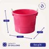 HOMZ Utility Tub, Storage Bucket with Rope Handles, 18 Gal, Pink, 6 Pack view 4