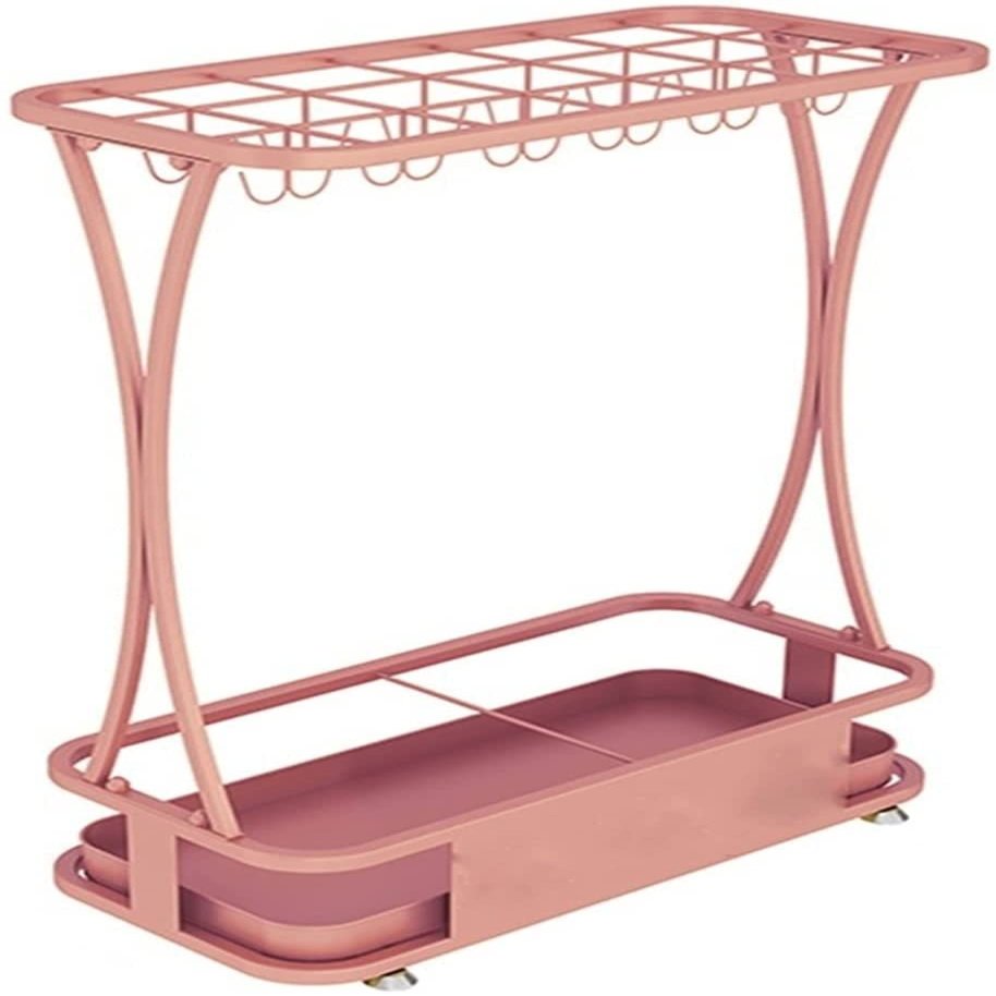 REMYS Umbrella Stand Rack for Entryway Hallway Front Door, Hotel Bank School Large-Capacity Umbrella Basket with Hook and Drip Tray, Can Hold 31-45 Umbrellas