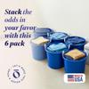 HOMZ 6-Pack Utility Tub, Large Plastic Storage Bucket with Rope Handles, 18 Gallon, Blue - Portable Indoor and Outdoor Buckets for Kitchen, Laundry, Garden, Bathroom, and Garage Organization view 2