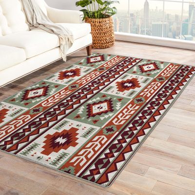 ZDABAOEC Western Rug, 2x3 Rug, Native American Area Rugs for Bedroom Living Room Entryway, Southwestern Aztec Patterned Small Rug, Washable Non Slip Indoor Floor Carpet & Home Decor