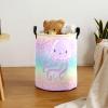 Custom Pink Purple Jellyfish Storage Basket with Handles Personalized Name Waterproof Collapsible Laundry Baskets for Clothes view 3