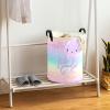 Custom Pink Purple Jellyfish Storage Basket with Handles Personalized Name Waterproof Collapsible Laundry Baskets for Clothes view 4