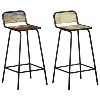 KTHLBRH Bar Chairs,Counter stools with Backs Height stools Breakfast bar stools Wooden bar stools Suitable for bar, Dining Room, Kitchen, Living Room 2 pcs Solid Reclaimed Wood