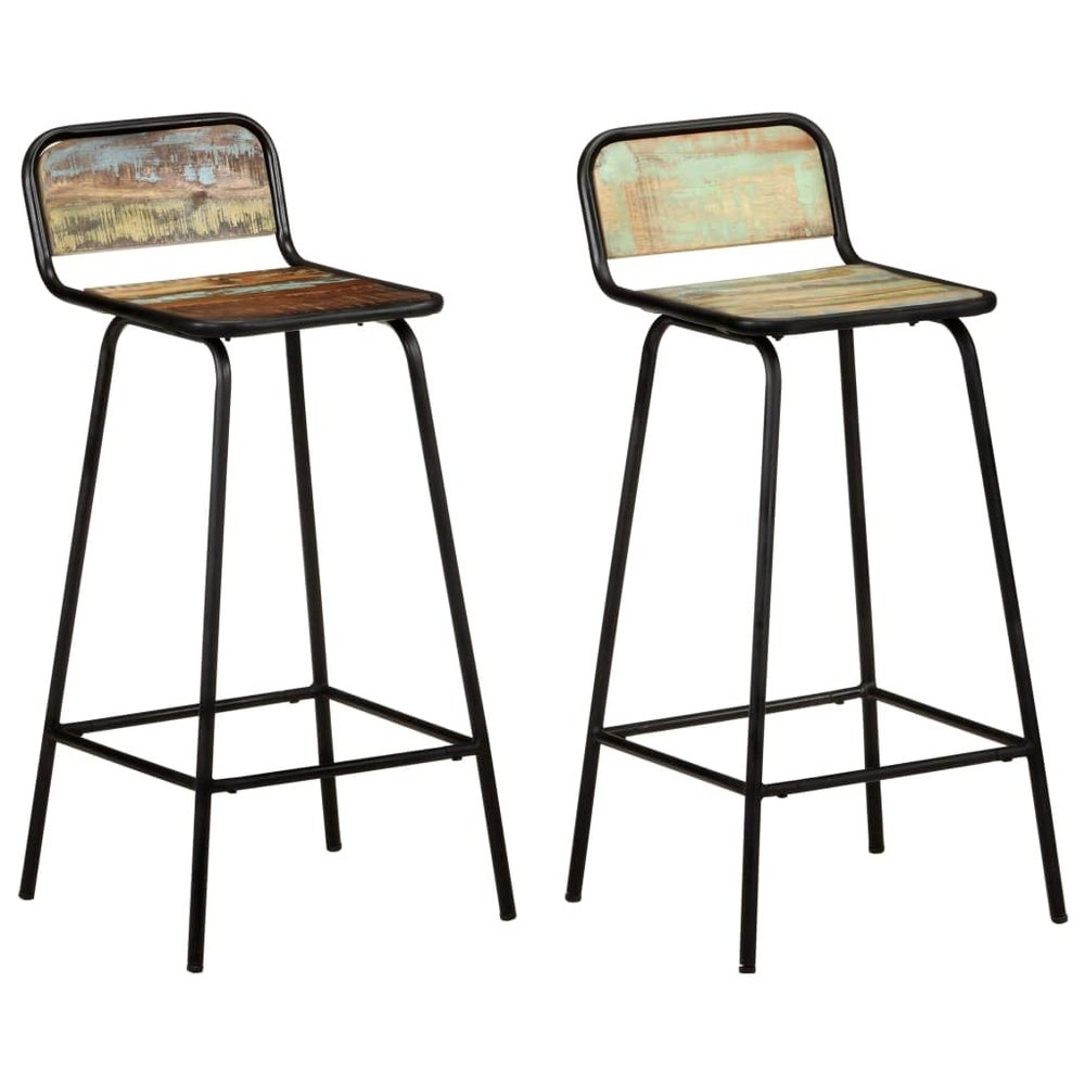 KTHLBRH Bar Chairs,Counter stools with Backs Height stools Breakfast bar stools Wooden bar stools Suitable for bar, Dining Room, Kitchen, Living Room 2 pcs Solid Reclaimed Wood