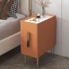 WOLWES Small Nightstand, End Table with Drawer, Tall Nightstand, Bedside Table with Metal Legs and Handles, 2 Drawers (Color : Orange, Size : 40cm) view 1