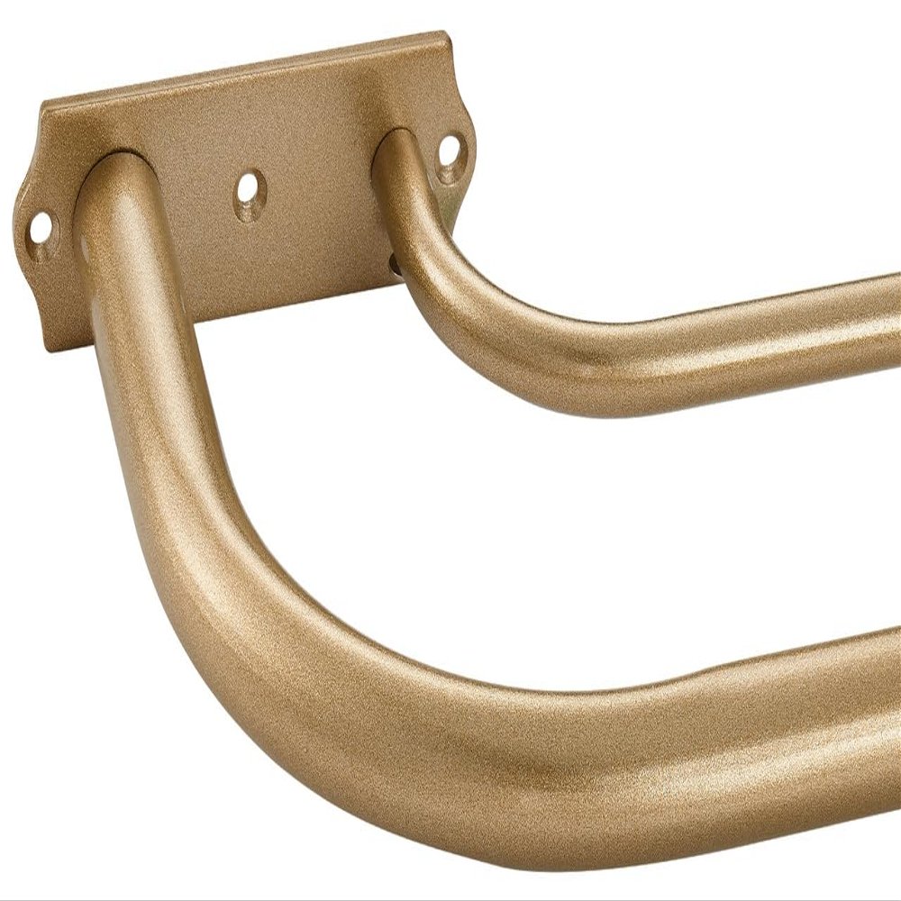 Antique Gold Double Curtain Rods, 84-120 Inches, Wrap Around Design, Room Darkening, 1-Inch Front and 5/8 Inch Back