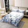 100% Cotton Blue And Grey Comforter Cover, Floral Duvet Cover Twin Size, Teal Plant Bedding Set, Botanical Nature Leaf Quilt Cover, Branch Flowers Bed Cover for Kids Girls Women Bedroom Decorative view 2