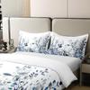 100% Cotton Blue And Grey Comforter Cover, Floral Duvet Cover Twin Size, Teal Plant Bedding Set, Botanical Nature Leaf Quilt Cover, Branch Flowers Bed Cover for Kids Girls Women Bedroom Decorative view 4