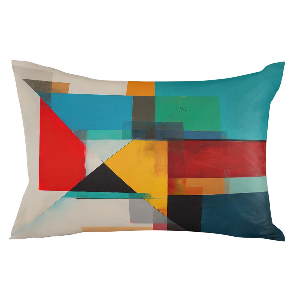 Pillow Covers 24x36 Inch - Body Geometric Abstract Red Orange and Teal Color Block Soft Brushed Microfiber Pillowcases with Hidden Zipper Closure Bed Pillow Shams for Bedroom Sofa Car