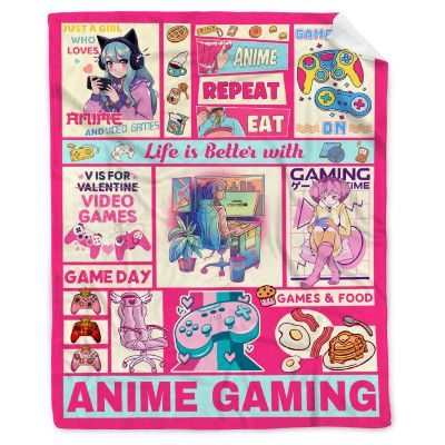 Anime Blanket Life is Better with Anime Gaming Blanket Anime Gift for Women Girls Lightweight Soft Flannel Fleece Throw Blankets for Couch Bed Sofa Anime Decor X-Large Family (120"90")