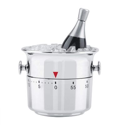 Wine Cooler Bucket Shaped 60 Minutes Kitchen Timer, Bucket Shaped Kitchen Timer, Stainless Steel Mechanical Wind up Reminder for Kitchen Baking, Kitchen Gadgets