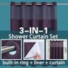 Conbo Mio No Hook Shower Curtain with Snap in Liner Set, Hotel Luxury Purple Shower Curtains for Bathroom with See Through Top Window, Waterproof, Washable 71W x 74H view 3
