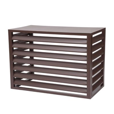 Heavy Duty Aluminum AC Covers for Outside Units, All-Weather Air Conditioner Fence Screen Trash Can Enclosure Pool Equipment Hide Fence Outdoor Privacy Screens Louvered Panels Kit ( Color : Brown , Si