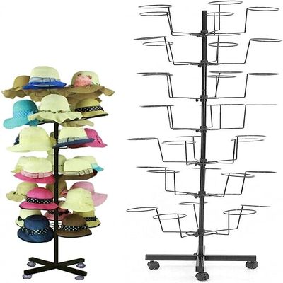 LoyalheartdY Black Metal 7-Layer Hat Rack, 7-Tier Clothes Rack, Space Saver, Adjustable Leveling Feet, 4 Wheels