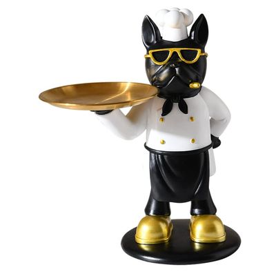 KITCISSL Decorative Trays Dog Statues Gold Key Tray Home Decor Living Room Ornament Storage, Jewelry Organizer Tray Animal Sculpture Key Bowl Phone Coin Watch Candy Holder Tray (Color : White)