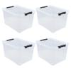 Lesbin 4-Pack 50 L Clear Plastic Storage Bin, Large Clear Latch Box with Wheels view 1