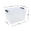 Lesbin 4-Pack 50 L Clear Plastic Storage Bin, Large Clear Latch Box with Wheels view 2
