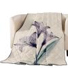 Quilt Full Size Luxury Quilted Comforter Bedspread-Thin Soft Cozy, Abstract Transparent Purple Lilies Cotton and Linen Texture Reversible Stitched Summer Lightweight Quilt Coverlet for All Season view 2