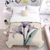 Quilt Queen Size Luxury Quilted Comforter Bedspread-Thin Soft Cozy, Abstract Transparent Purple Lilies Cotton and Linen Texture Reversible Stitched Summer Lightweight Quilt Coverlet for All Season view 4