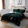 Castle Fairy Moth Quilt Bedding Set Queen Size,Boho Stars Moon Space Leaves Plant Bedspread Coverlet for Girls Teens,Gothic Animal Galaxy Soft Polyester Quilt Set, All Season view 2