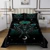 Castle Fairy Moth Quilt Bedding Set Queen Size,Boho Stars Moon Space Leaves Plant Bedspread Coverlet for Girls Teens,Gothic Animal Galaxy Soft Polyester Quilt Set, All Season view 3