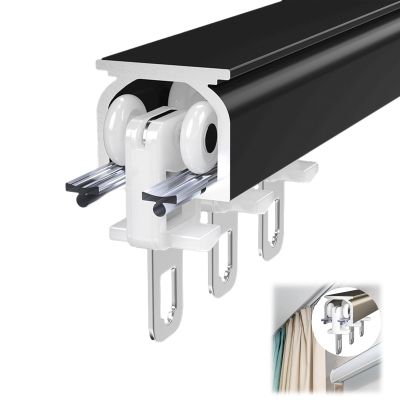 Curtain Track Ceiling Mounted Straight Ceiling Track Set Ceiling Track for Curtains-Room Divider Flexible Curtain Track Ceiling or Wall Mounting Heavy-Duty Curtain Rails Curtain Track System ( Color :